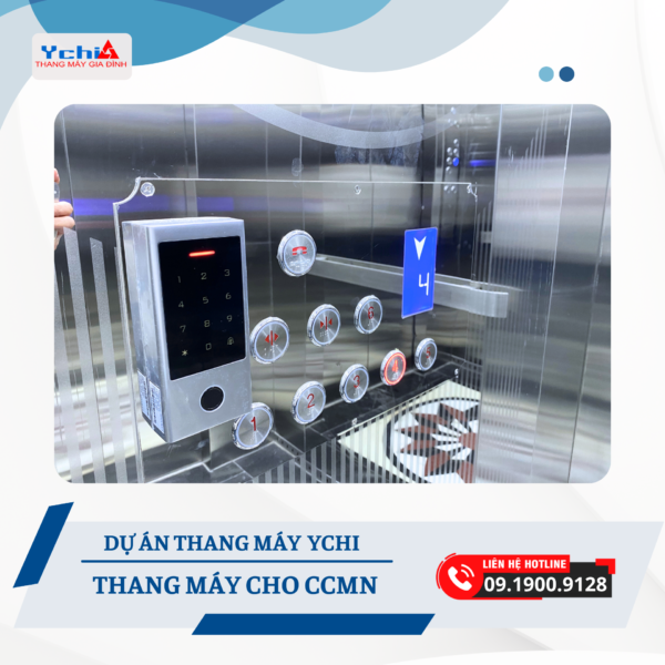 Bảng điều khiển thang máy tầm thấp, yêu cầu vân tay được Ychi thiết kế riêng cho gia chủ
