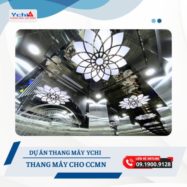 Trần cabin thang máy tại dự án thang máy Xuân Đỉnh của Ychi 