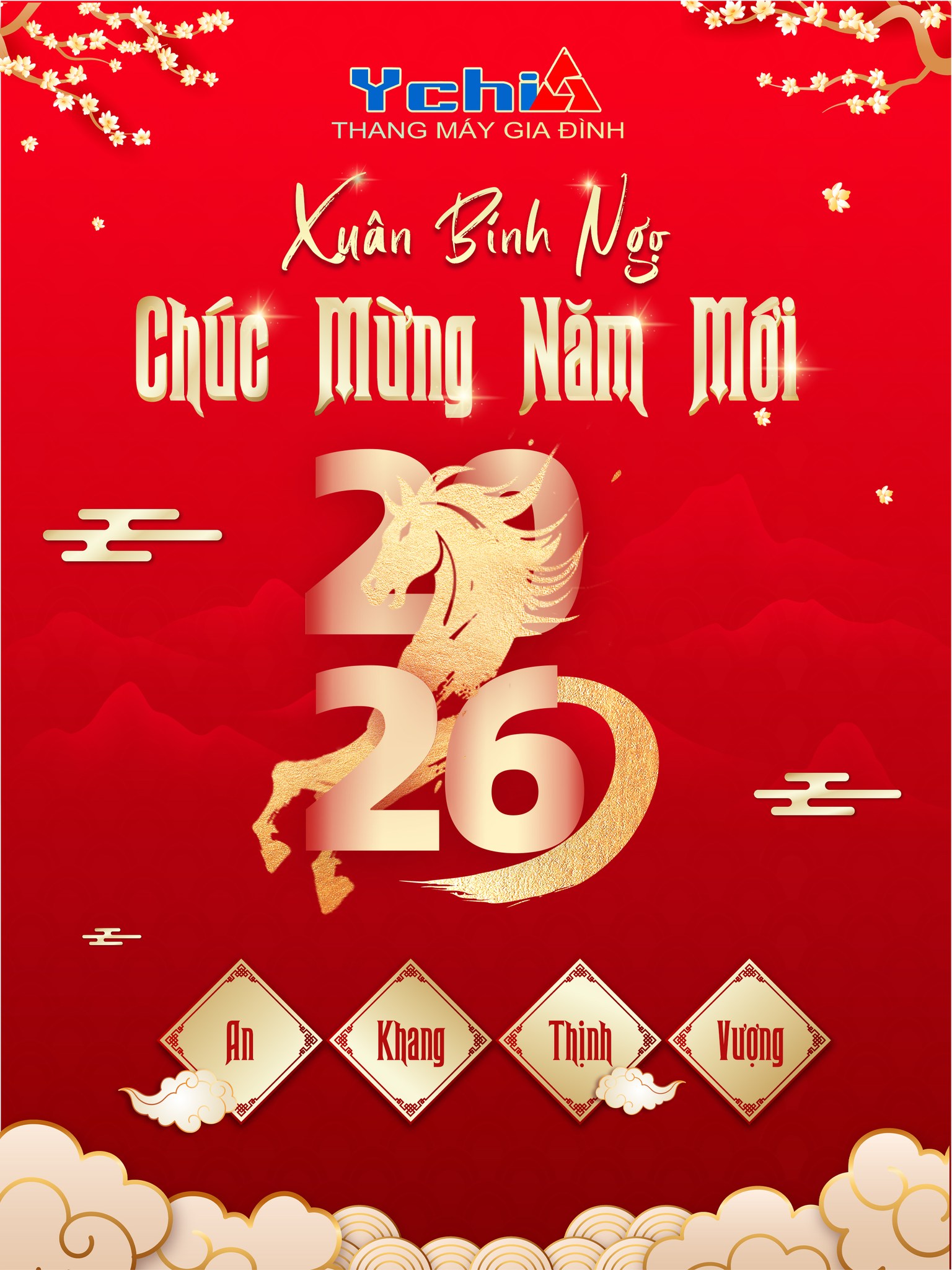 Thang máy Ychi chúc mừng năm mới xuân Bính Ngọ 2026