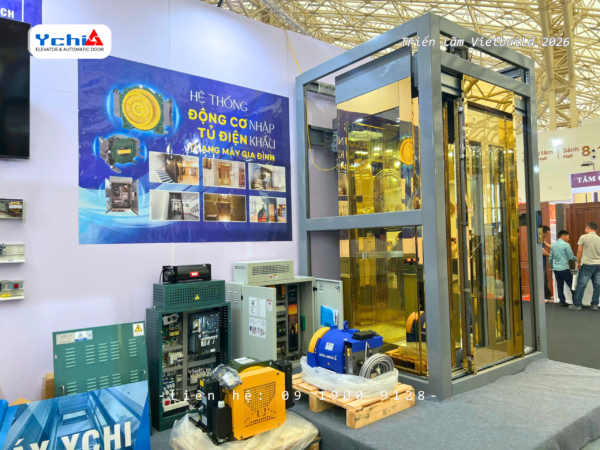 Hệ thống thang máy gia đình cùng tủ điện, máy kéo Ychi Việt Nam mang tới triển lãm Vietbuild 2026