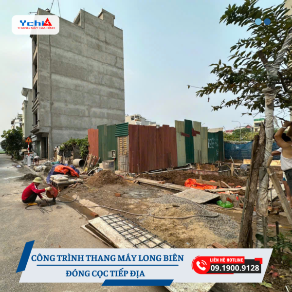 Thang máy Ychi đóng cọc tiếp địa đạt chuẩn cho dự án thang máy tại Long Biên