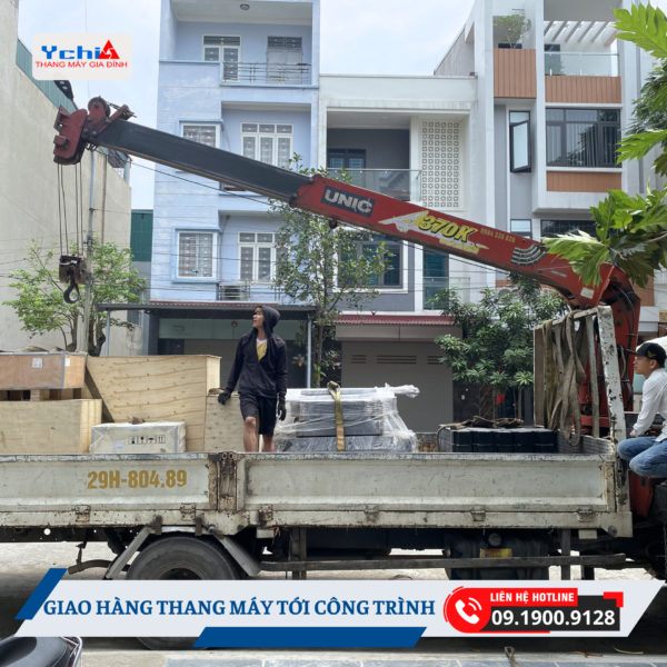 Thang máy Ychi vận chuyển đủ phụ kiện, linh kiện lắp đặt thang máy tới công trình