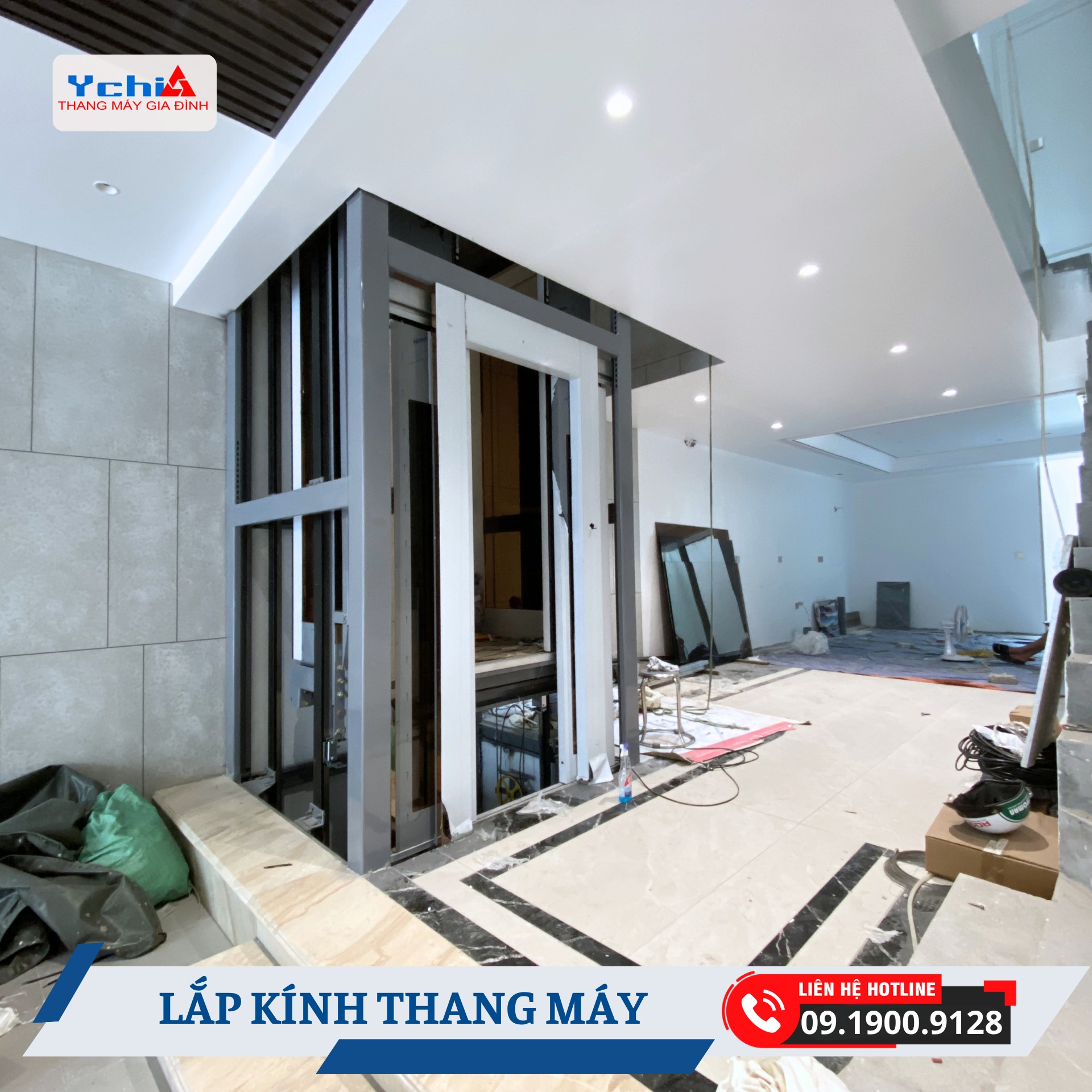 Vệ sinh thang máy trước khi lắp đặt kính