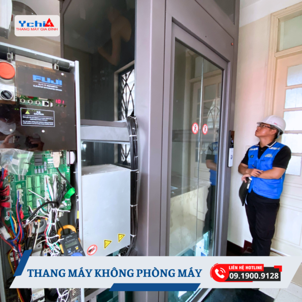 Tầng trên cùng cho thang máy không phòng máy của dự án nhà cải tạo